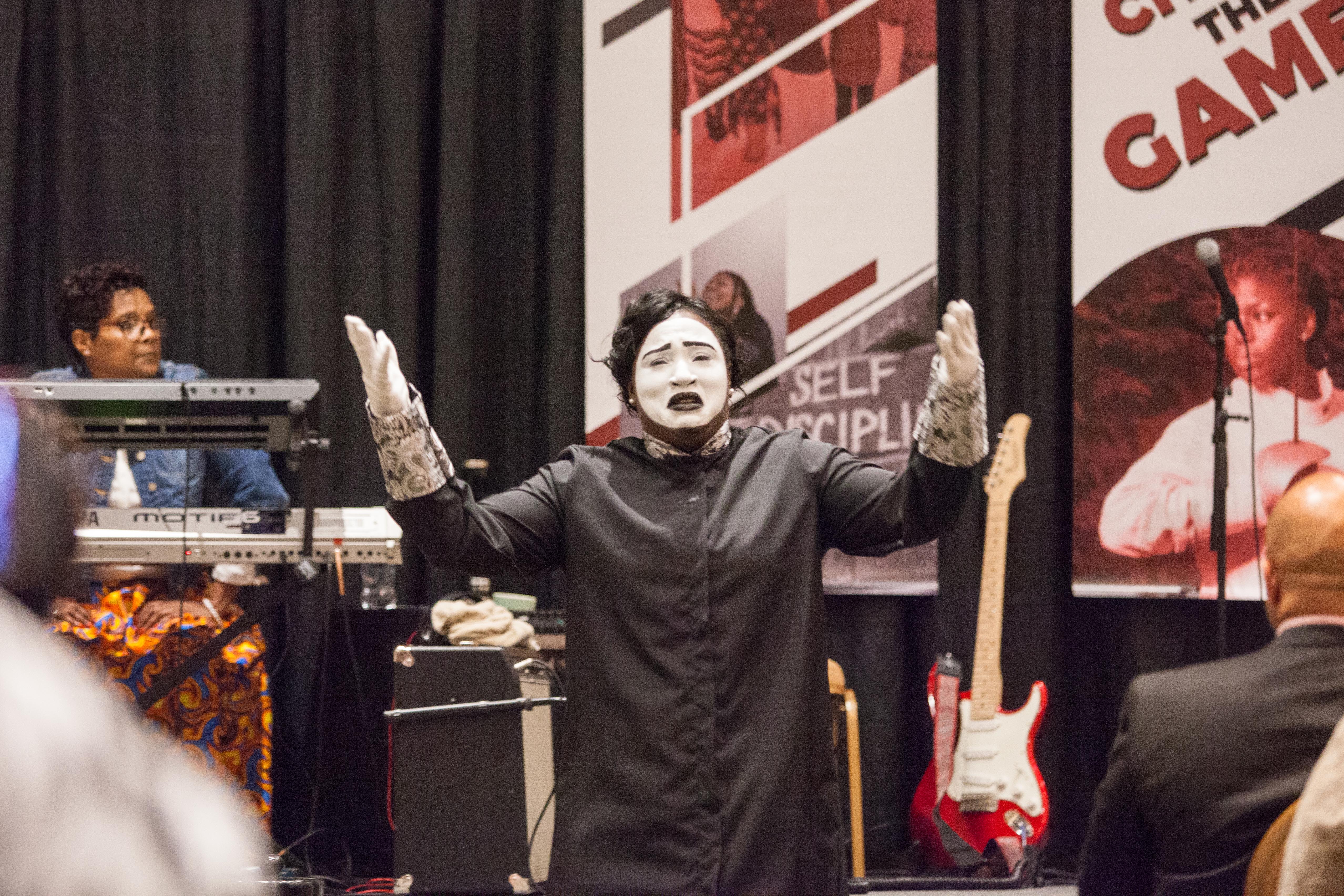 A Litergical mime performs